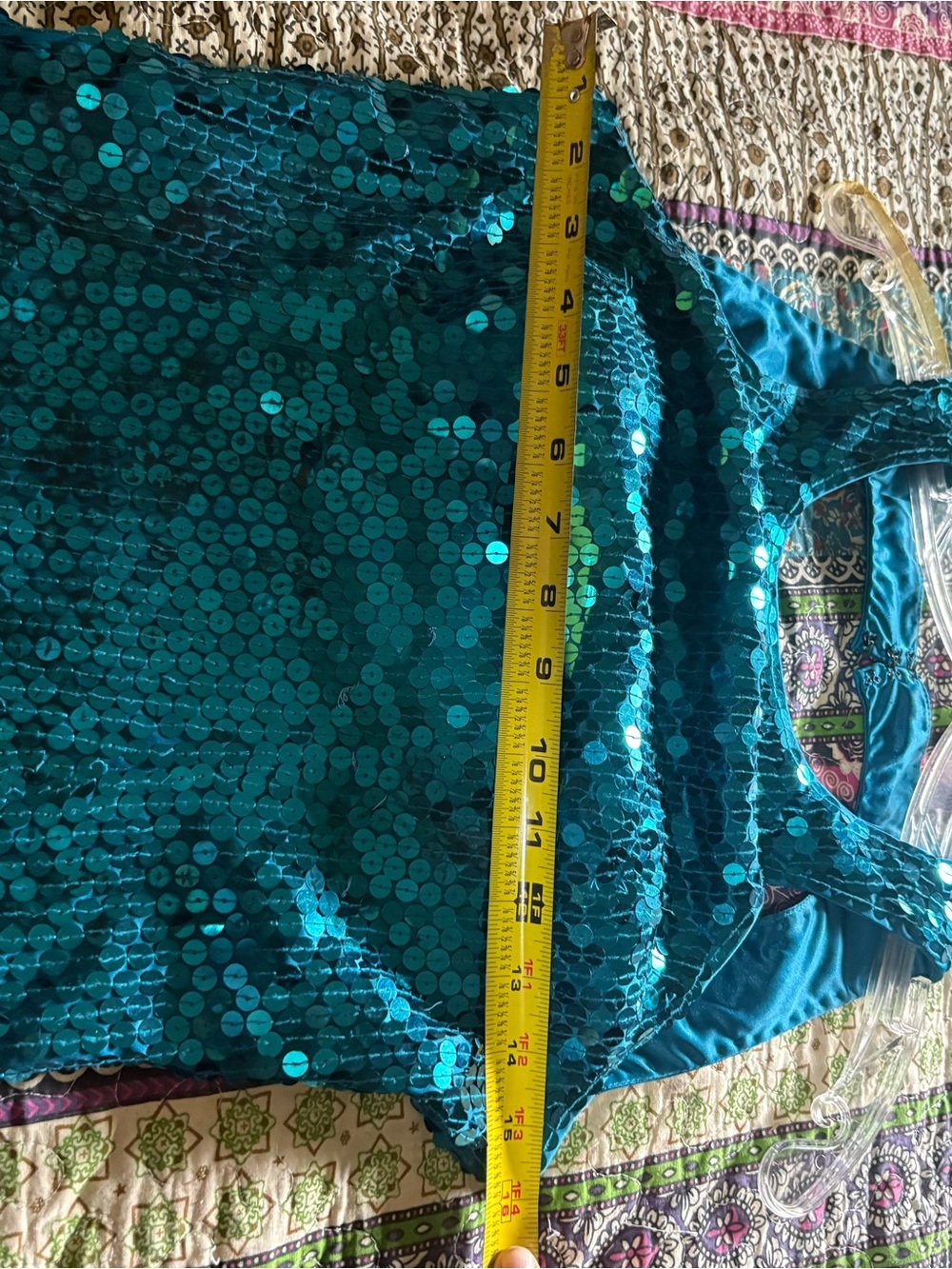 Vintage Adrianna Papell Teal Sequin Maxi Dress - Picture 10 of 10